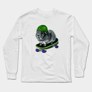 Skateboarding Guinea Pig Helmet Long Sleeve T-Shirt